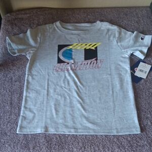 Champion Light Gray Tee with Multicolor Logo New